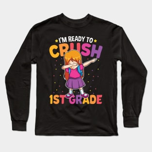 Dabbing Girl First Grade Funny Back To School Gift Long Sleeve T-Shirt